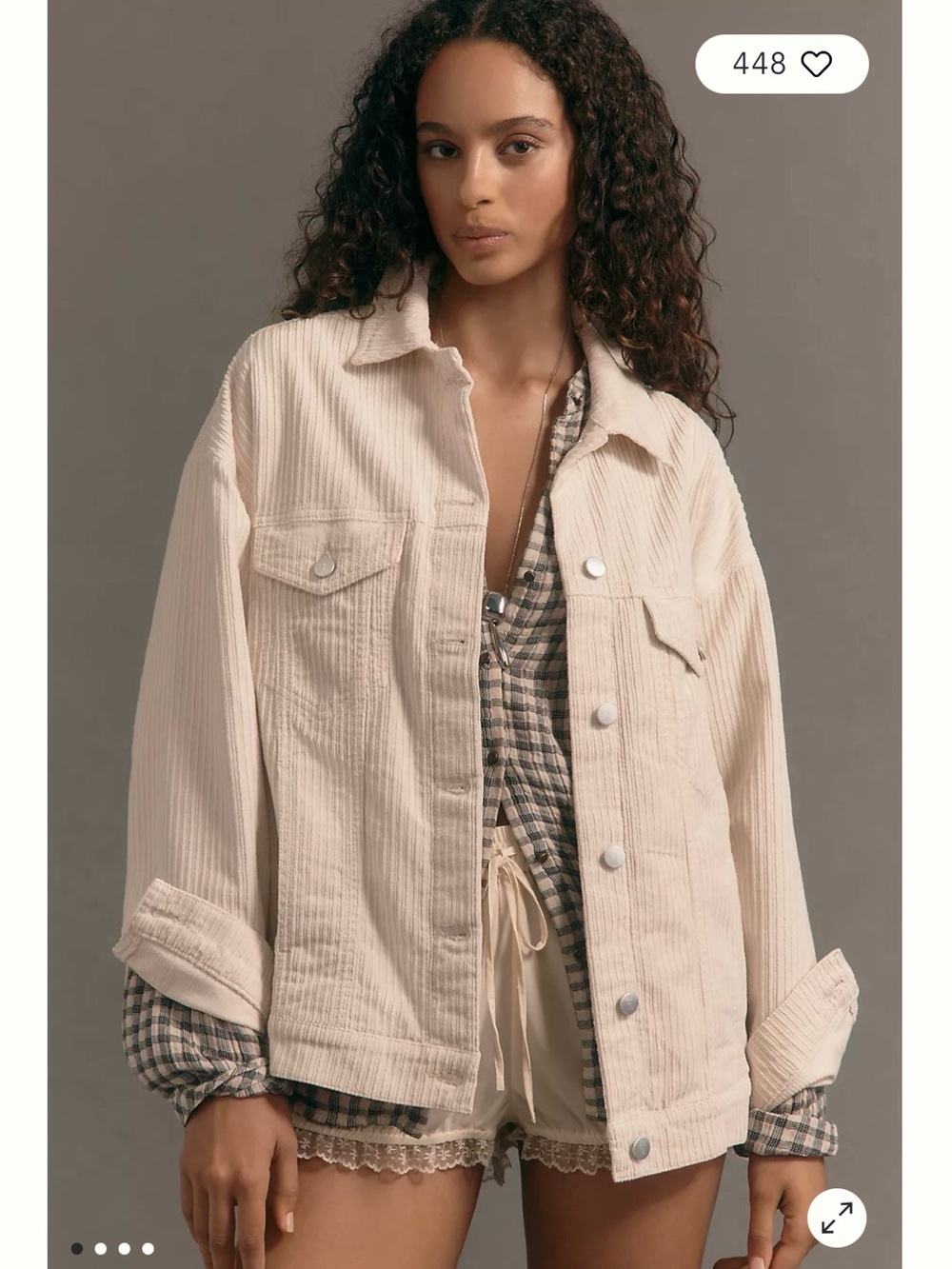 Anthropologie NWT Cream The Weston boyfriend cotton Corduroy Button Jacket